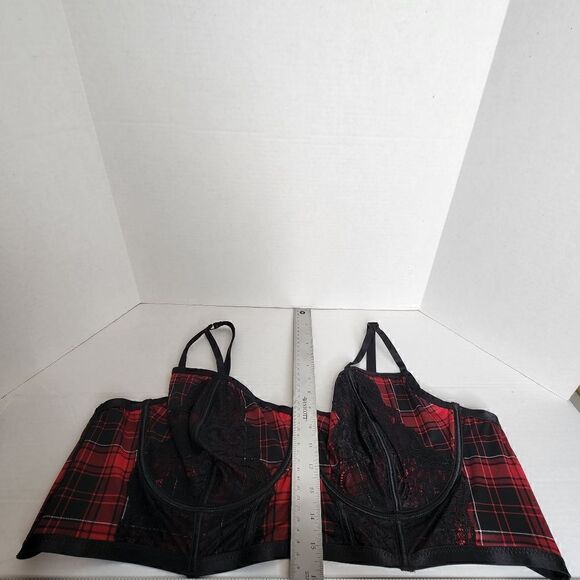 6X 30W Torrid Red Plaid Strappy Bralette Lingerie Longline Goth Punk Rock Unline - Picture 11 of 11